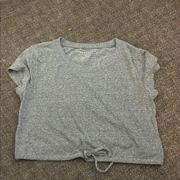 Aeropostale Heather Gray Tie-Front Top - Picture 1 of 3